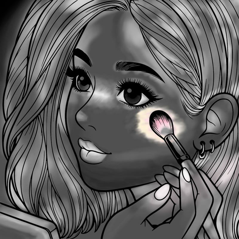 a realistic girl doing her makeup