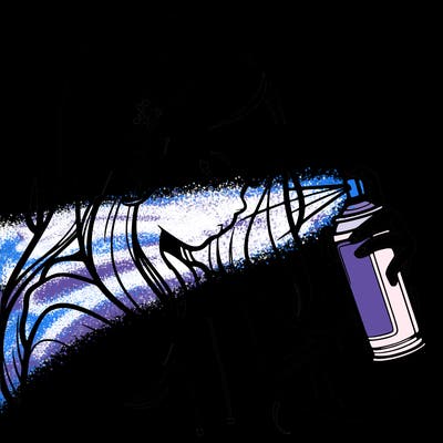 a realistic girl spray painting