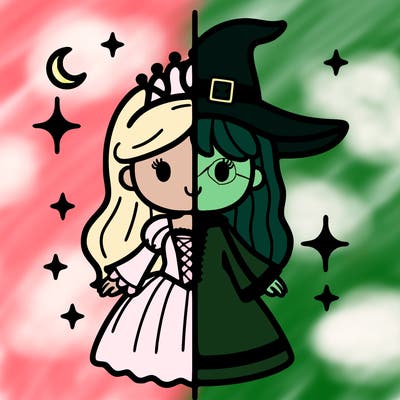 split princess and witch