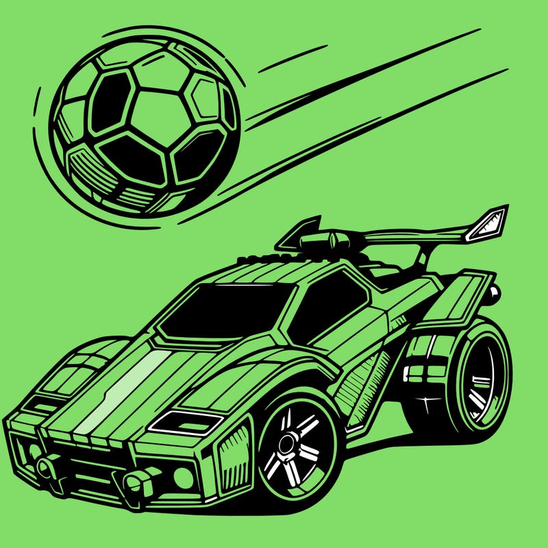 rocket league fennec car with ball in air