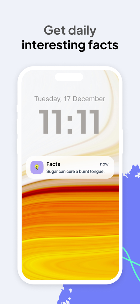Facts - Daily Random Trivia - 事実アプリからの毎日の事実通知を表示するiPhoneロック画面