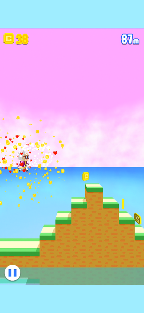 Super Grannies - A granny character jumping and collecting coins in the Super Grannies mobile game.