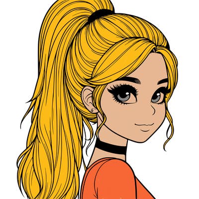 relistic girl with high ponytail