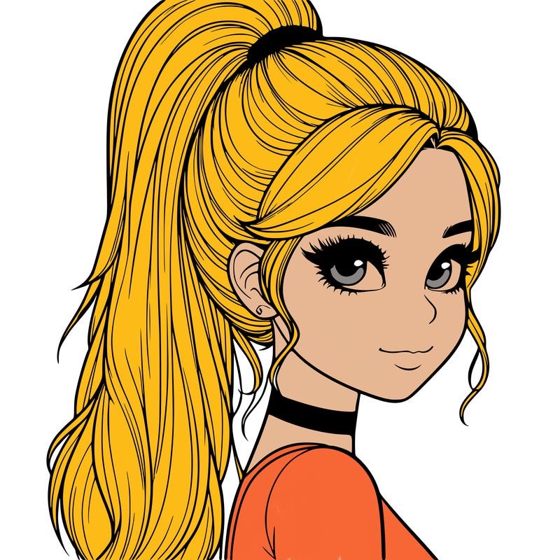 relistic girl with high ponytail