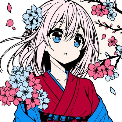 anime girl with cherry blossoms