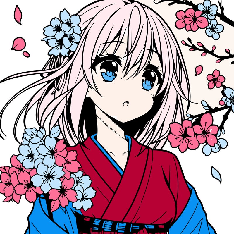 anime girl with cherry blossoms