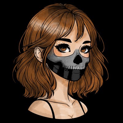 realistic girl with skull