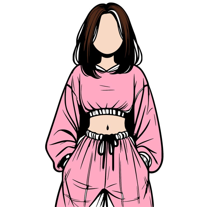 realistic girl faceless with baggy pants and a crop top