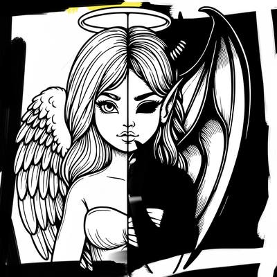 realistic angel half demon