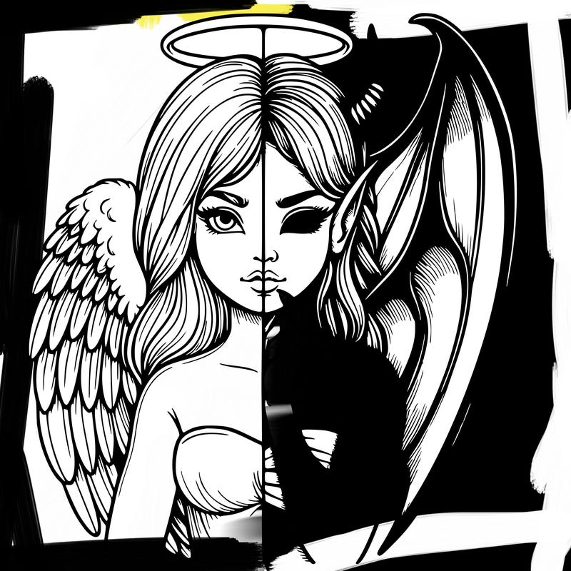 realistic angel half demon