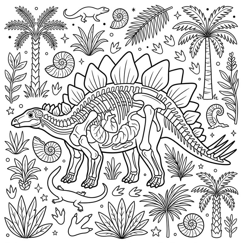 Embark on an exciting prehistoric journey with our Stegosaurus Anatomy coloring page, designed especially for curious kids. This unique template combines creative fun with a fascinating peek inside the most beloved armored dinosaur.