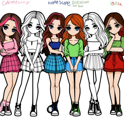 a group of girls realistic