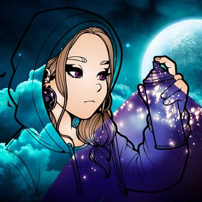 a realistic girl, spray painting