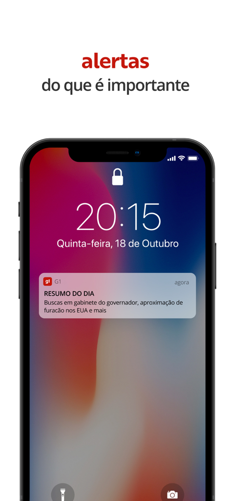 G1 앱의 일일 뉴스 요약 알림을 표시하는 스마트폰 화면