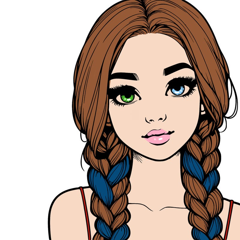 realistic girl with braids