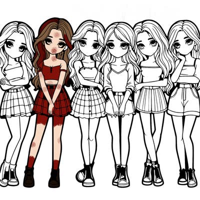 a group of girls realistic