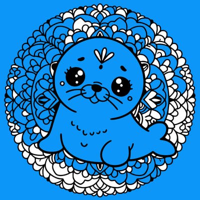 a cute baby seal mandala