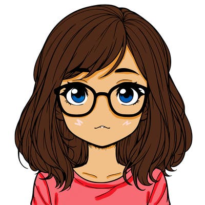 realistic cute girl with glasses