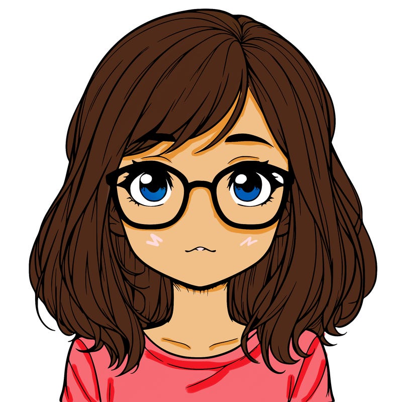 realistic cute girl with glasses