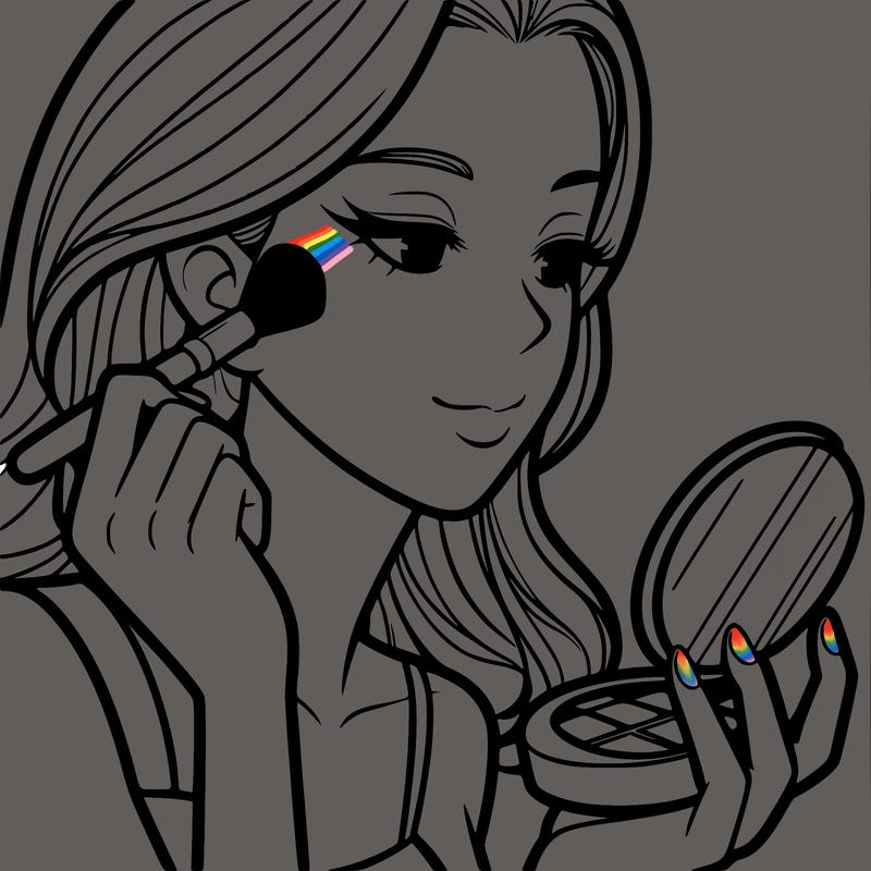 little girl putting on makeup