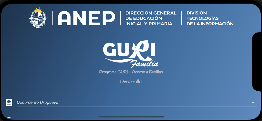 GURI Familia - The splash screen of the GURI Familia app featuring the ANEP and DGEIP logos