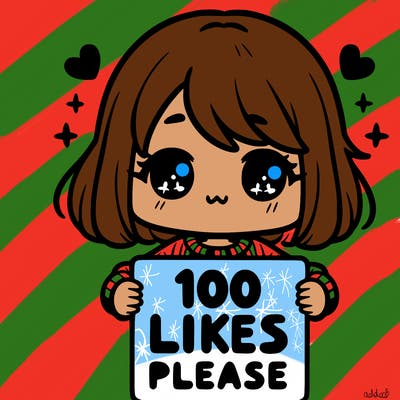cute girl holding a sign saying 100 likes please