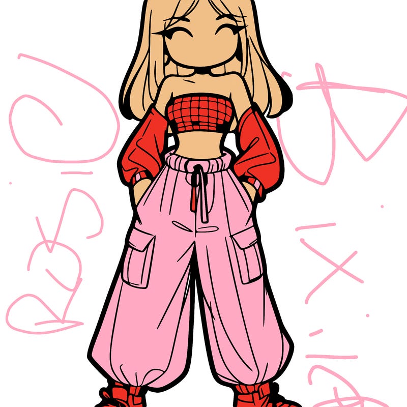 girl with crop top and baggy pants