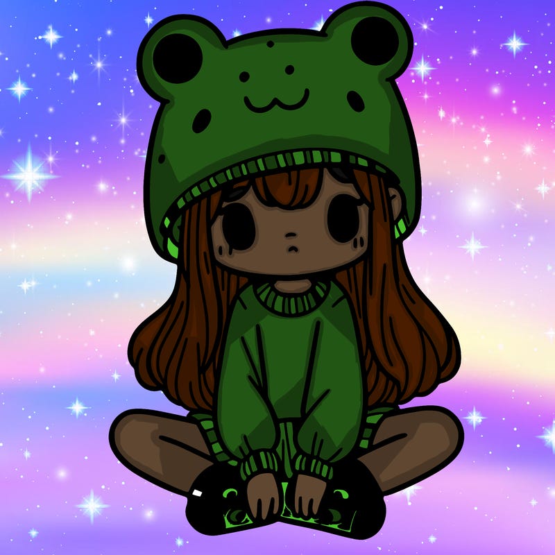a girl wearing a frog hat and some frog socks