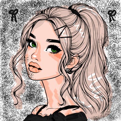 realistic girl with a ponytail on her hair and lips