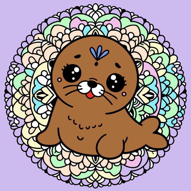 a cute baby seal mandala