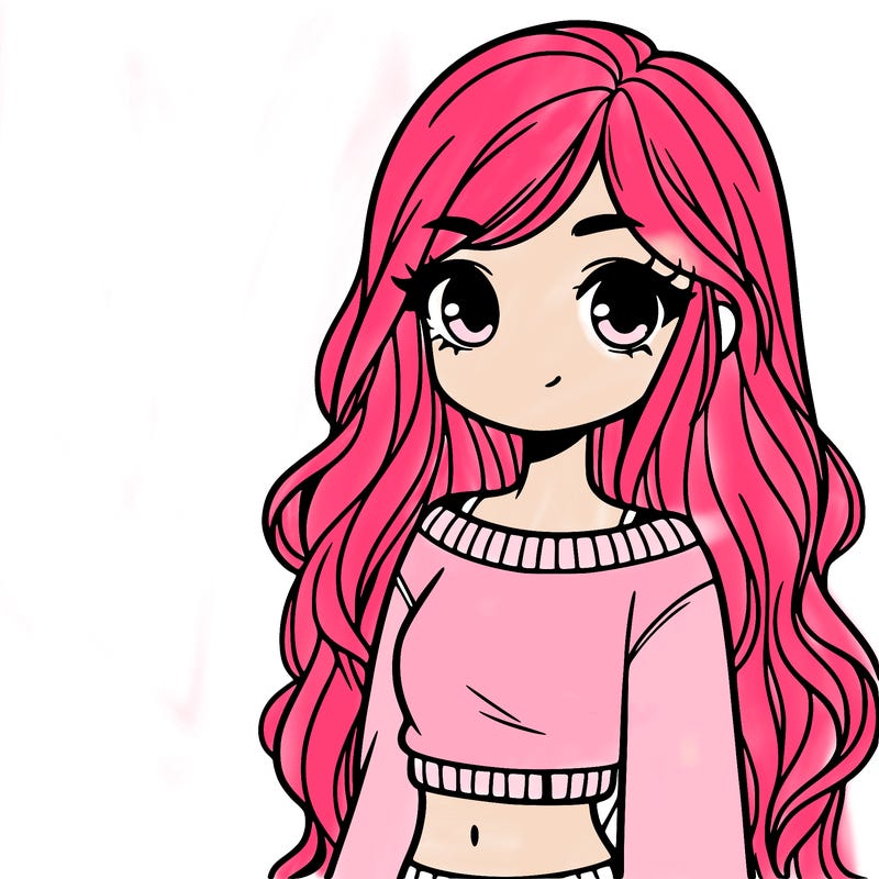 girl with long hair and a crop top with a sweater