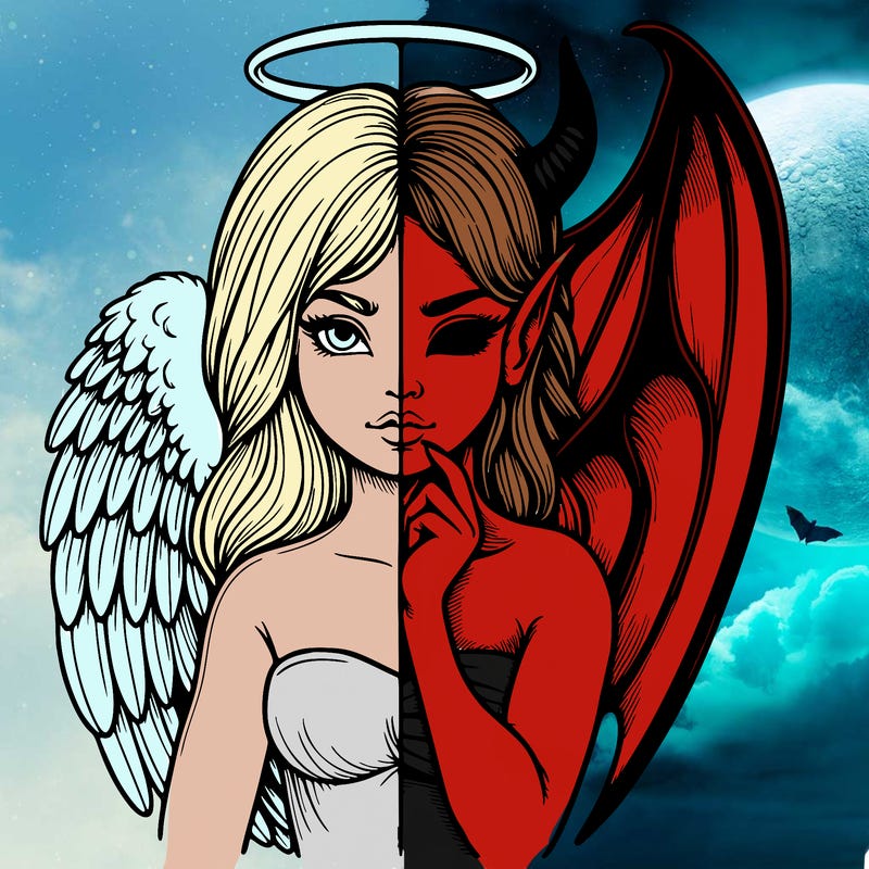 realistic angel half demon