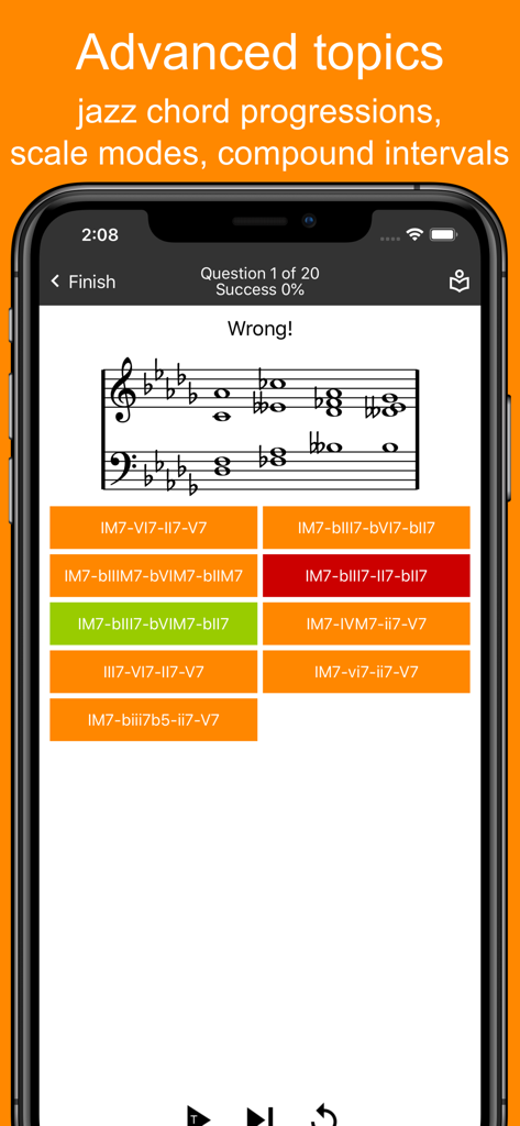 MyEarTraining - Ear Trainer - Advanced jazz chord progression exercise in MyEarTraining app