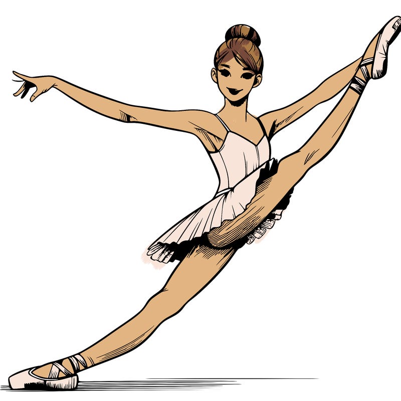 ballet dancer realistic doing a leg hold