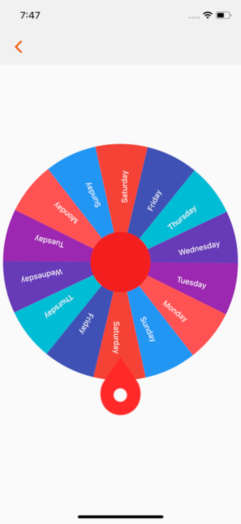 My Decision Roulette - A colorful decision roulette wheel displaying the days of the week