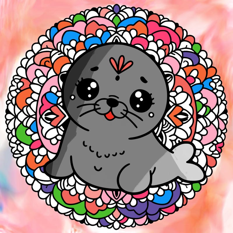 a cute baby seal mandala