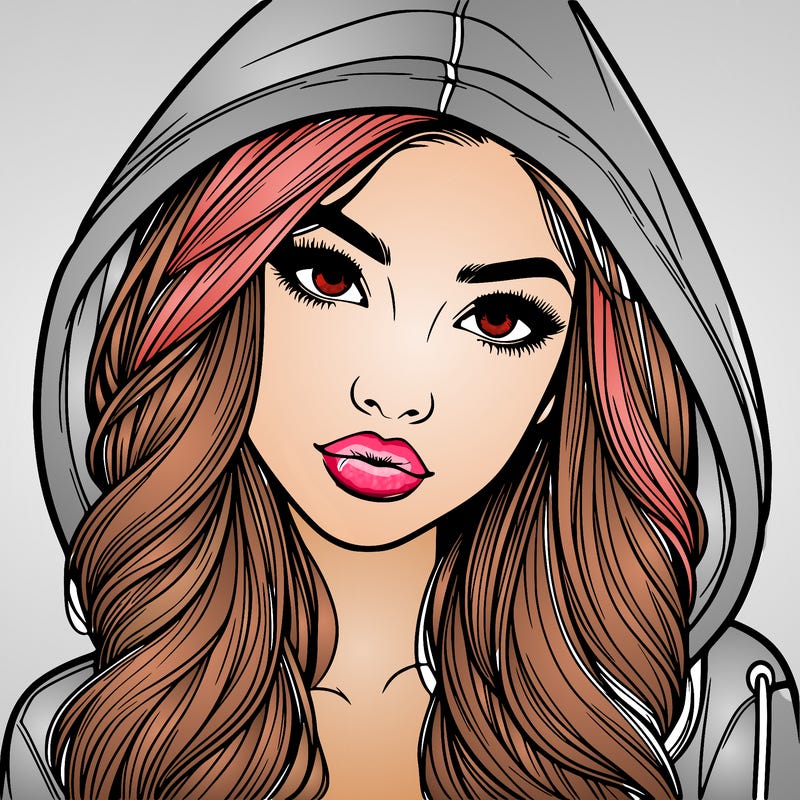 realistic beautiful girl with a hood on