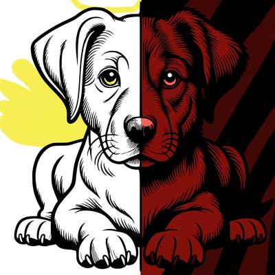 realistic dog split picture