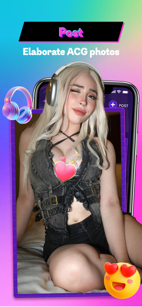 ClioX -Voice Chat & Video Call - Une jeune femme publie une photo sur le thème ACG sur l'interface de l'application sociale ClioX