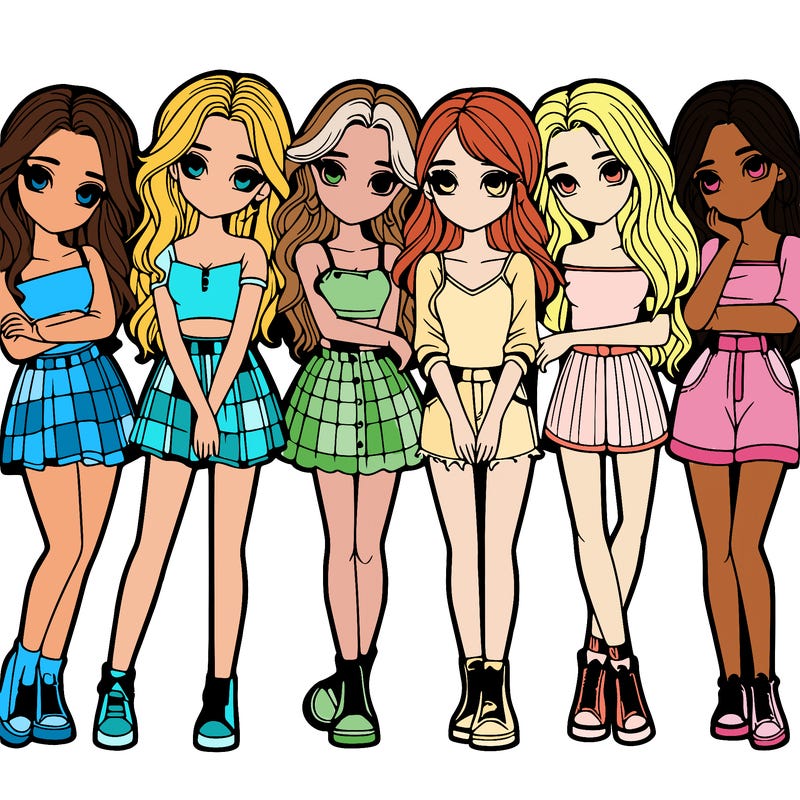 a group of girls realistic