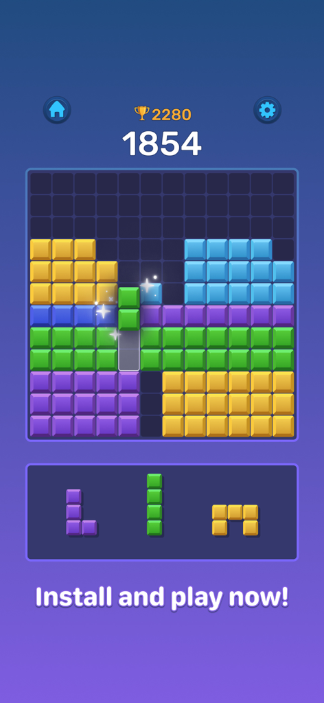 Boom Blocks: Classic Puzzle - A screenshot of the Boom Blocks mobile game interface showing a grid of colorful blocks and current score