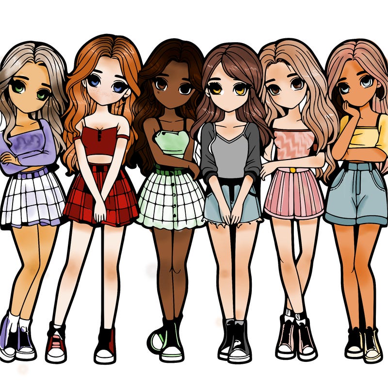 a group of girls realistic