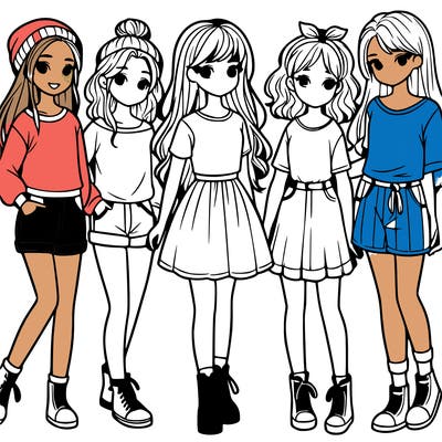 a group of five girls