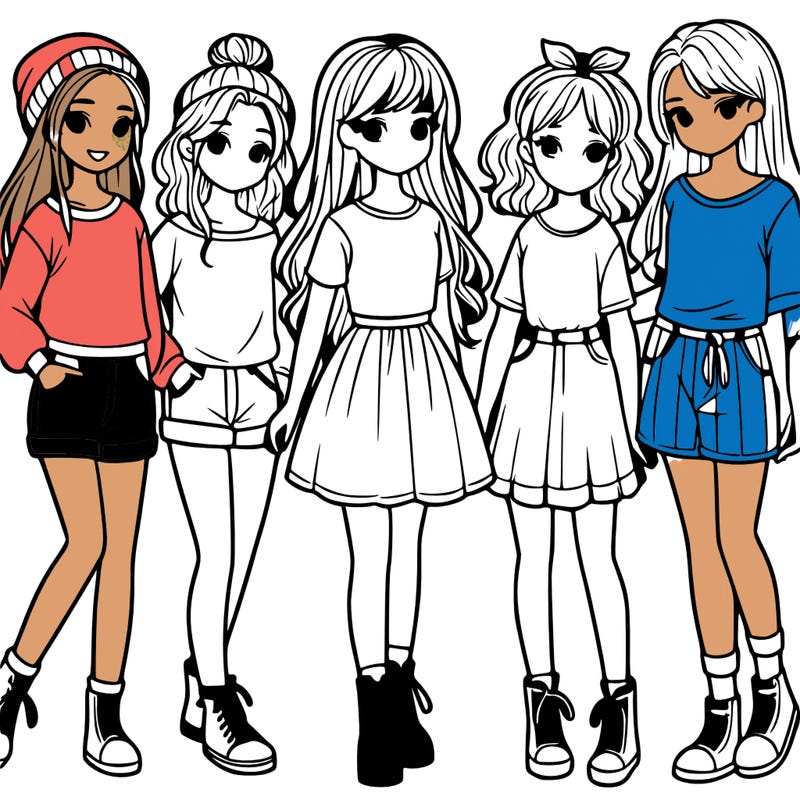 a group of five girls