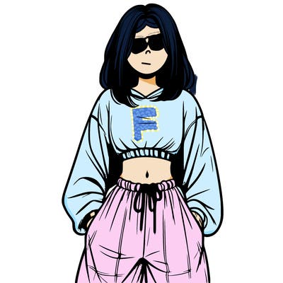 realistic girl faceless with baggy pants and a crop top