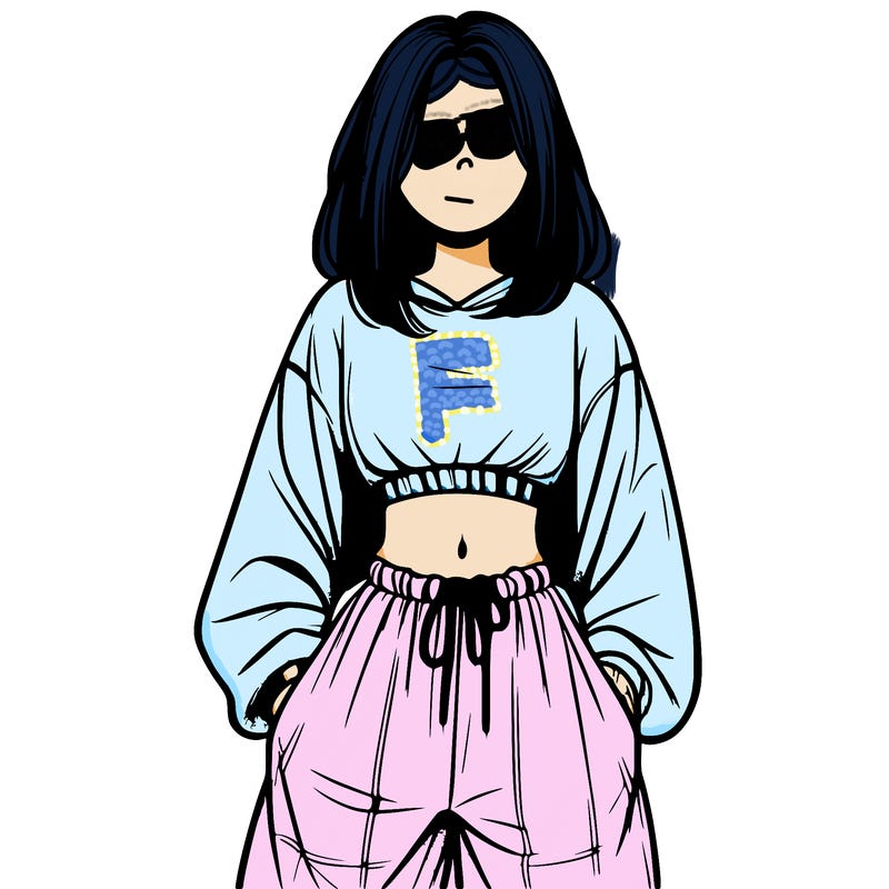 realistic girl faceless with baggy pants and a crop top