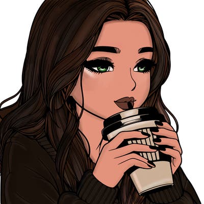 realistic girl drinking coffee