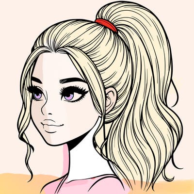 realistic girl with a high ponytail