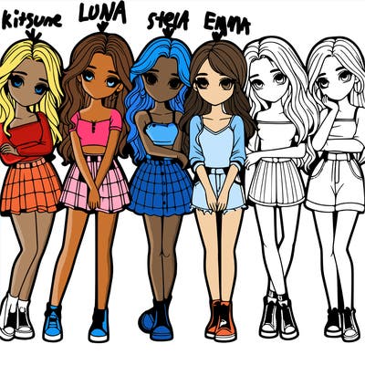 a group of girls realistic