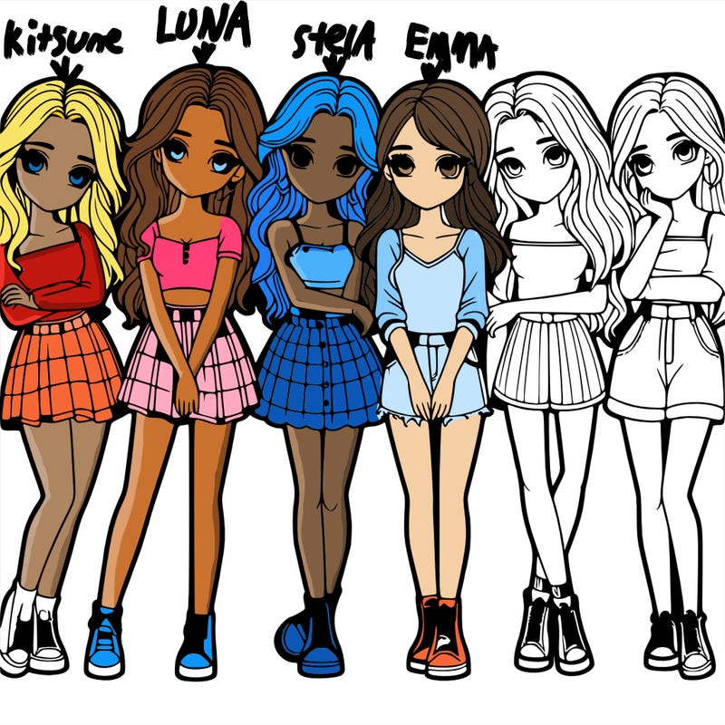 a group of girls realistic